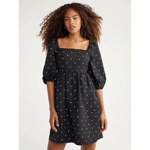 Free Assembly Black Dress with White Floral Accents